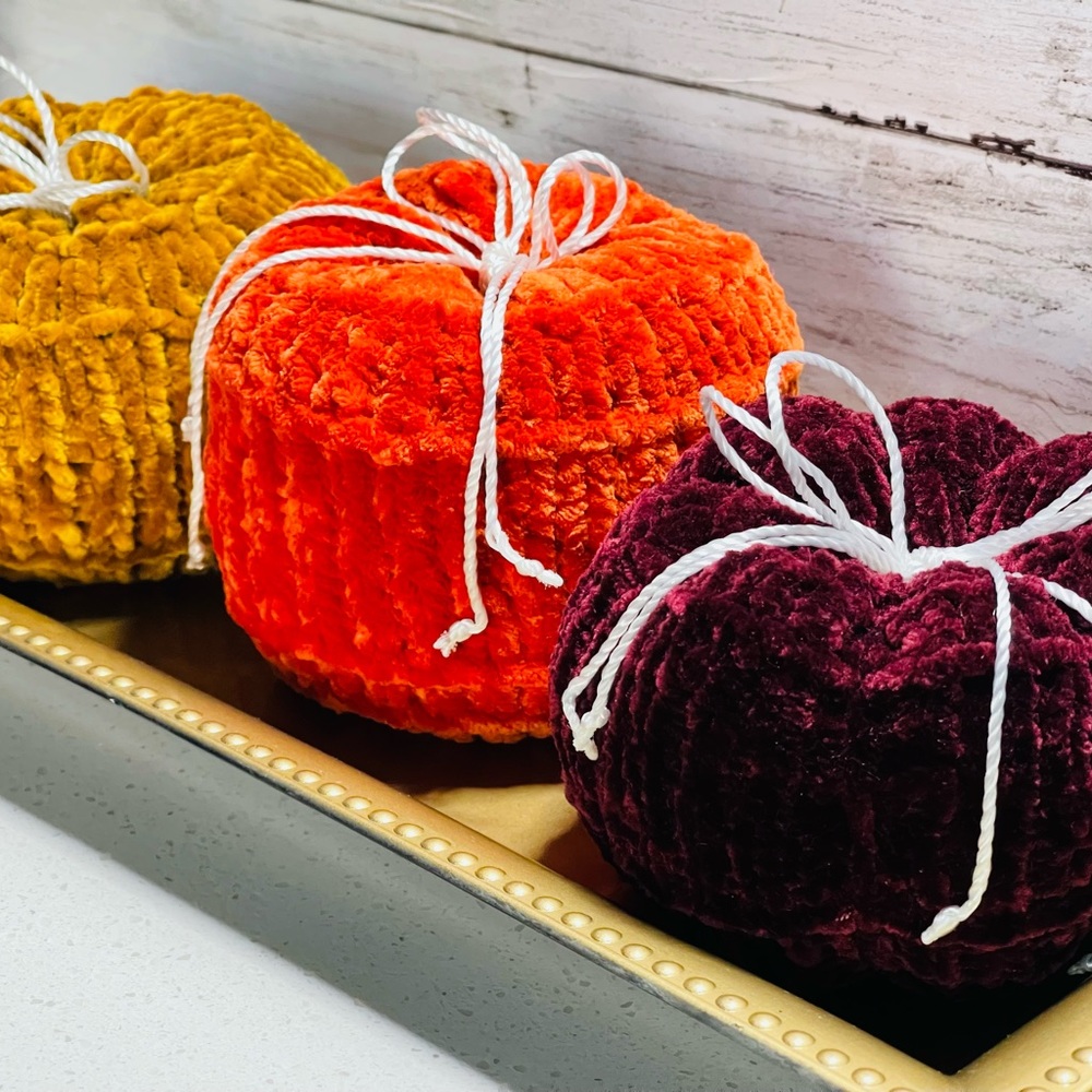 Velvety Smooth Stuffed Pumpkin Trio.
